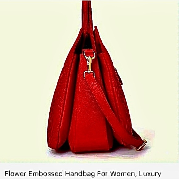 NWOT~Genuine LEATHER Floral Embossed Luxury- Satchel/Handbag/Shoulder bag - Picture 9 of 10
